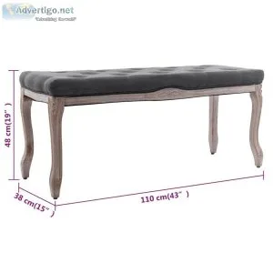 Bench Linen Solid Wood 110x38x48 Cm Grey