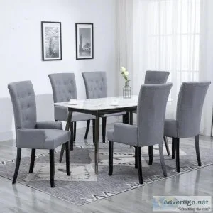 Dining Chairs with Armrests 6 pcs Light Grey Fabric