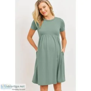 Sage Babydoll Maternity T-Shirt Dress - Zimmi Maternity Boutique