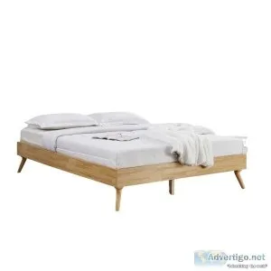 Natural Oak Ensemble Bed Frame Wooden Slat King