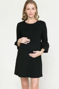 Black Back Button 34 Ruffle Sleeve Dress - Zimmi Maternity Bouti