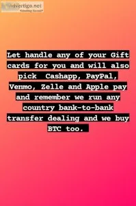 LET US HANDLE ANY KINDS OF YOUR BTC TRANSACTION AND GIFT CARDS F