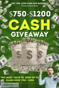 Receive 750 - 1200 Instant CashApp Giveaway