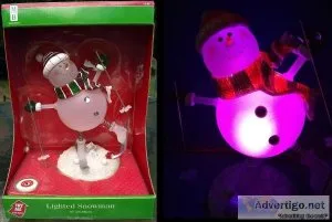 Lighted Color Changing Skiing Snowman Holiday Decoration