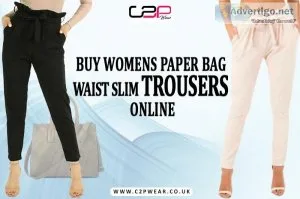 Buy Womens Paper Bag Waist Slim Trousers Online