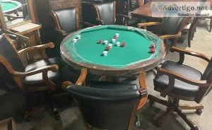 3 in 1 - 54&quot BERNER Octagon PokerBumperDining Table in Walnu