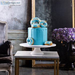 Blue gold donuts cake