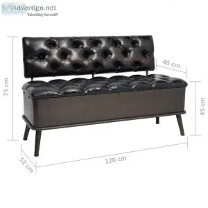 Storage Bench With Backrest Artificial Leather 120x52x75 Cm