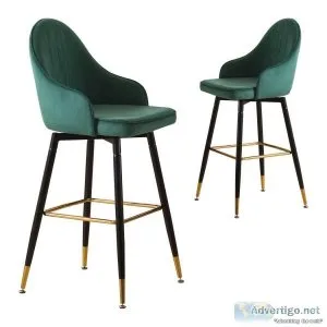 2x Bar Stools Stool Kitchen Chairs Swivel Velvet Barstools Vinta