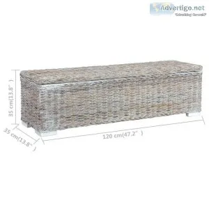 Storage Box 120 Cm White Kubu Rattan And Solid Mango Wood
