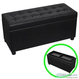 Storage Ottoman Artificial Leather Black