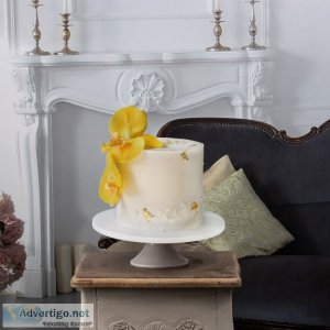 Yellow orchid white cake