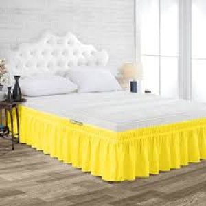 Yellow stripe bed skirt