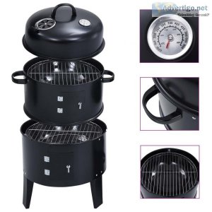 3-in-1 Charcoal Smoker BBQ Grill 40&times80 cm