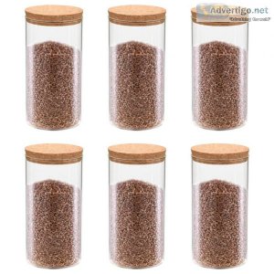 Storage Glass Jars with Cork Lid 6 pcs 1400 ml