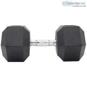 25KG COMMERCIAL RUBBER HEX DUMBBELL GYM WEIGHT