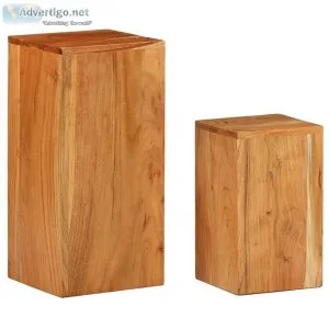 Side Tables 2 Pcs Solid Acacia Wood