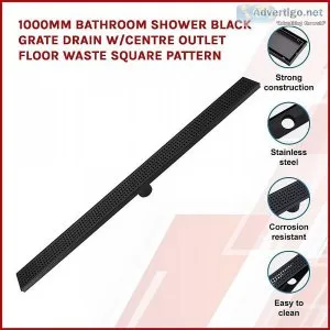 1000mm Bathroom Shower Black Grate Drain WCentre Outlet Floor Wa