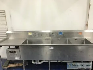 Three Compartment Sink with 2 Drain Boards 144&quot x 28&quot