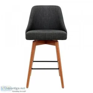 Artiss Set of 2 Wooden Fabric Bar Stools Square Footrest &ndash 