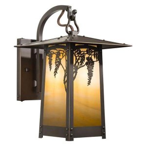 Cobblestone Hooked Arm Wall Mount Long Lamp Lantern