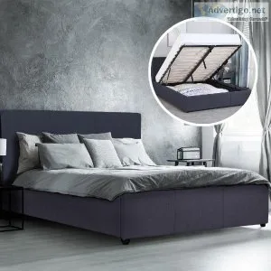 Milano Luxury Gas Lift Bed with Headboard (Model 1) &ndash Charc