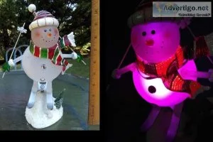 Lighted Color Changing Skiing Snowman Holiday Decoration