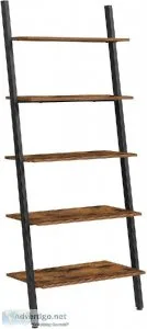 5-Tier Bookshelf Rack Rustic Brown and Black