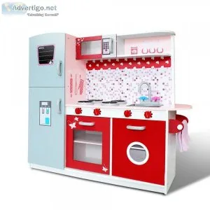 Keezi Kids Kitchen Set Pretend Play Wooden Toys Cooking Cookware