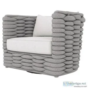 Buy Wailea Swivel Chair Grey Sock Weave Swivel Chair Online at A