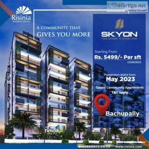 2 and 3bhk gated community flats in bachupally | skyon by risini