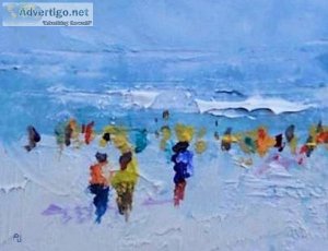 Pleasant Beach Activity - Abstract Impressionist Seascape