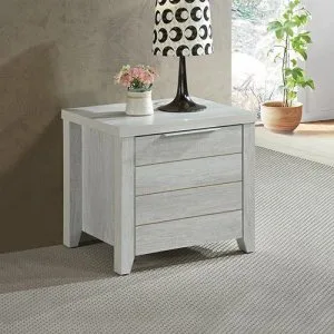 Bedside Table 2 Drawers Storage Table Night Stand MDF In White A