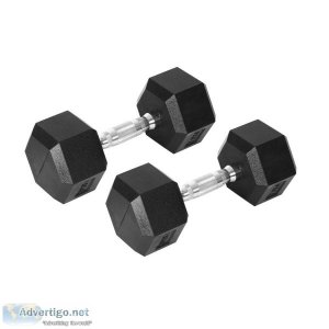 CENTRA 2X RUBBER HEX DUMBBELL 7.5KG HOME GYM EXERCISE WEIGHT FIT