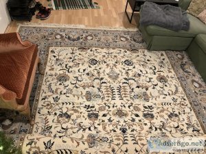 11x14 Vintage Floral-Patterned Cream Rug