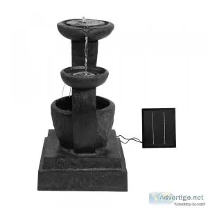 Gardeon 3 Tier Solar Powered Water Fountain with Light &ndash Bl