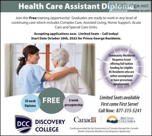 Free Health Care Assistant Training in Prince George