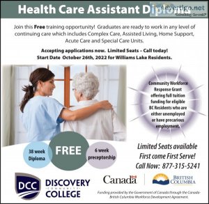 Free Health Care Assistant Training in Williams Lake