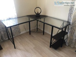 Glass Top Corner Desk