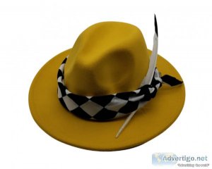 Women s Fedora Hats  Checkered Canary  - Scarves and Fedoras