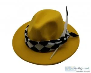 Women s Fedora Hats  Checkered Canary  - Scarves and Fedoras