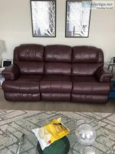Leather Reclining Sofa and Love Seat.