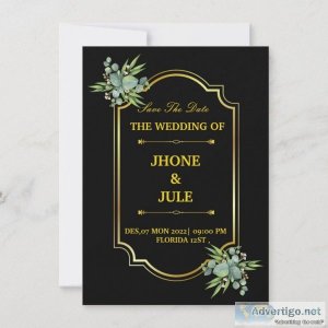 Elegant Black Gold Wedding Invitation