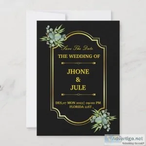 Elegant Black Gold Wedding Invitation