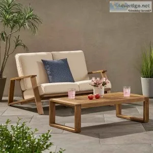 BRAND NEW Paloma Acacia Wood Outdoor Loveseat Set