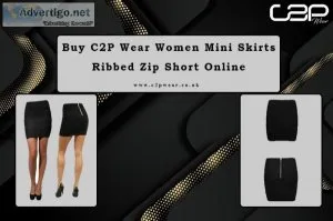 Buy C2P Wear Women Mini Skirts Ladies Ribbed Zip Shorts Online