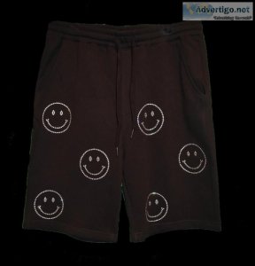 Our Super comfy Rhinestone Smiley Sweat Shorts on API The Label