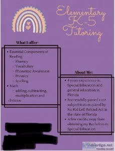 Elementary K-5 Personal Tutoring