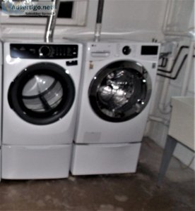 LG Washer Front Load Washer With Electrolux Gas Dryer And Pedest