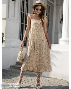 ATUENDO Summer Fashion Print Purple Dresses for Women Bohemian C